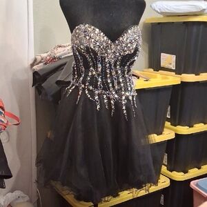 May queen Cotures Beaded Black Mini Dress Size 12 Strapless